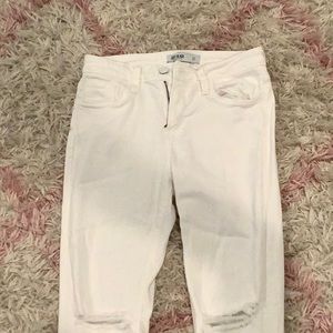 Just black white knee rips skinny jeans